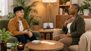 DBT-informed therapy for ADHD, Autism, anxiety, and emotional regulation featuring mindfulness skills in an LGBTQIA+ affirming and neurodivergent-affirming counseling practice.